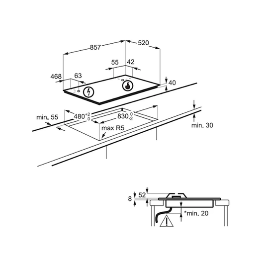 Electrolux 90cm Gas Stoves KGS9536X Silver