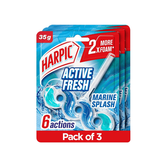Harpic Toilet Cleaner Block Marine Splash, Pack of 2 + 1 FREE