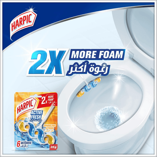 Harpic Toilet Cleaner Block Sparkling Citrus, Pack of 2 + 1 FREE