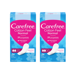 Carefree Daily Cotton Panty Liners Normal 34's, Pack of 2, 35% OFF