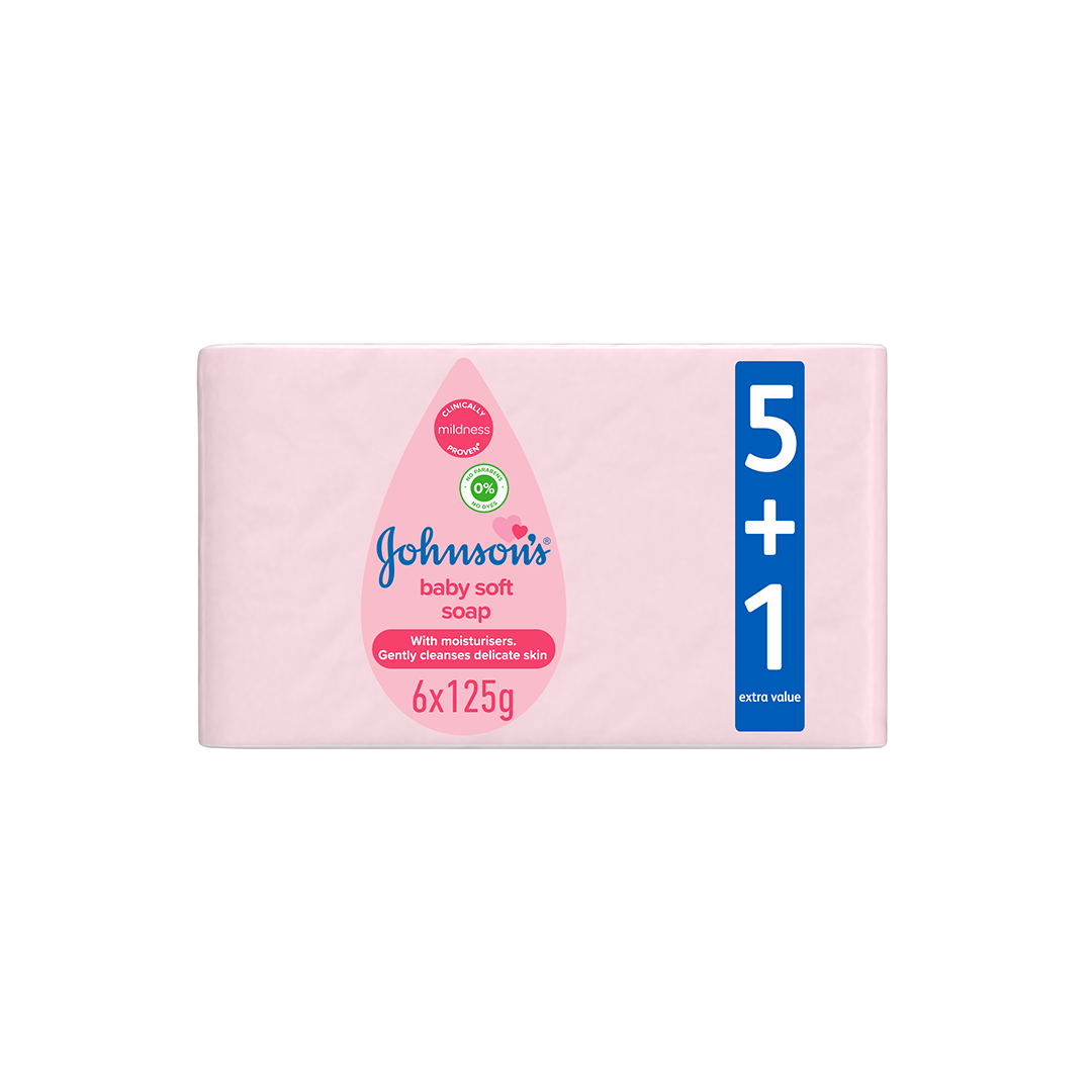 Johnson's Soap Soft Pink 125g, Pack of 5+1 Free