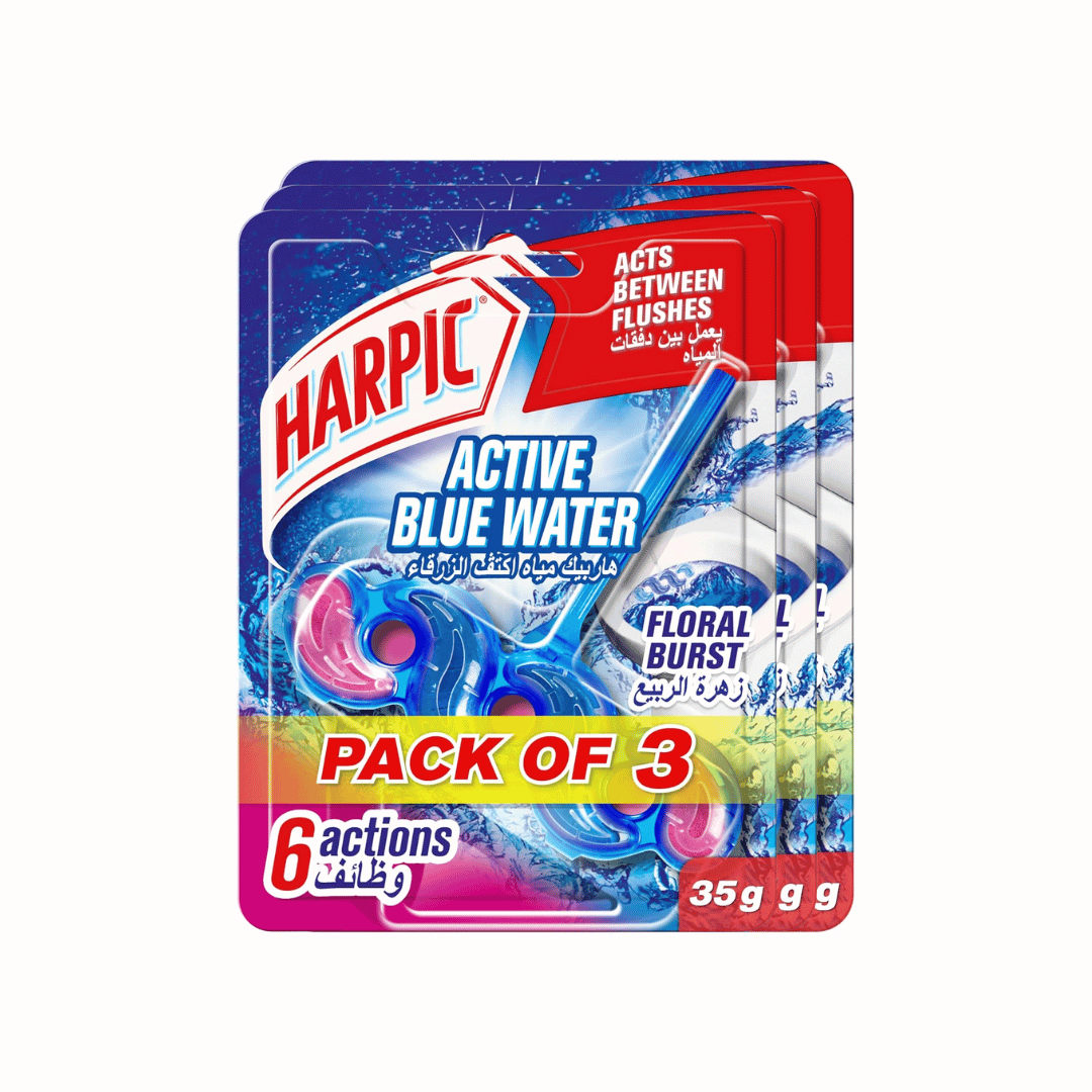 Harpic Toilet  Cleaner Block Floral Burst, Pack of 2 + 1 FREE