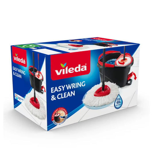 Vileda Turbo Rotating Mop Bucket Set with Foot Pedal |Telescopic Handle 85 – 123 cm | Floor mop with spinning wringer | Turbo 2in1 Microfibre Mop Head