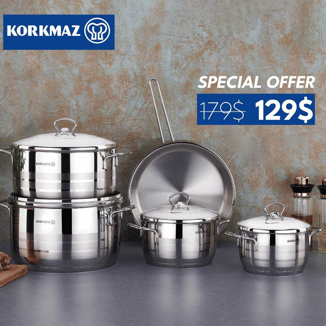 Korkmaz Astra Cookware Set of 9Pcs, A1900