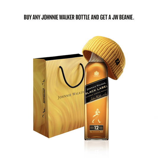 Johnnie Walker Black Label Scotch Whisky 75cl, With Free Hat