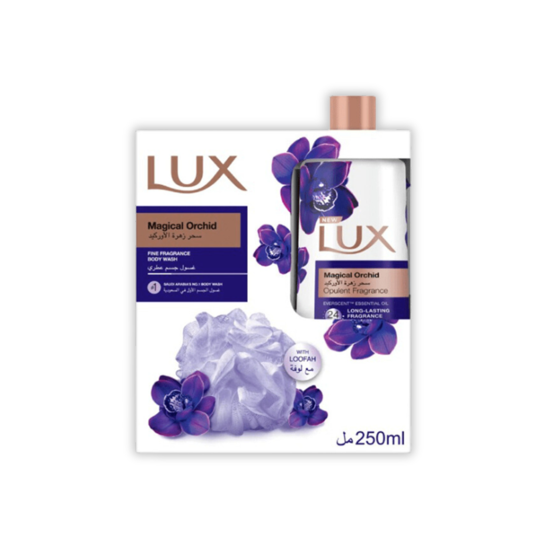 Lux Body Wash Magical Orchid 250ml + Loufa Free