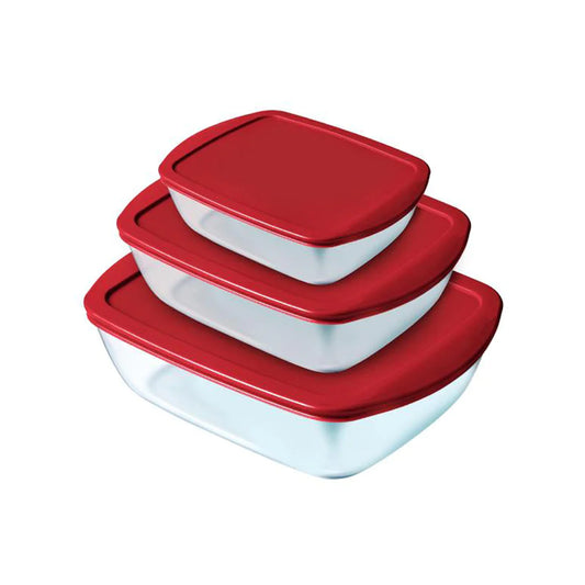 Pyrex Cook & Store Set of 3 Rectangular dish with Lid, 913S341