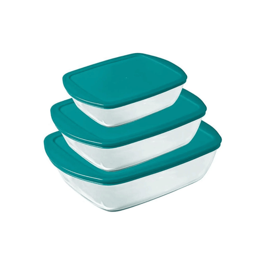 Pyrex Cook & Store Set of 3 Rectangular Dish with Lid, 913S342
