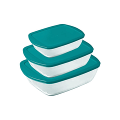 Pyrex Cook & Store Set of 3 Rectangular Dish with Lid, 913S342