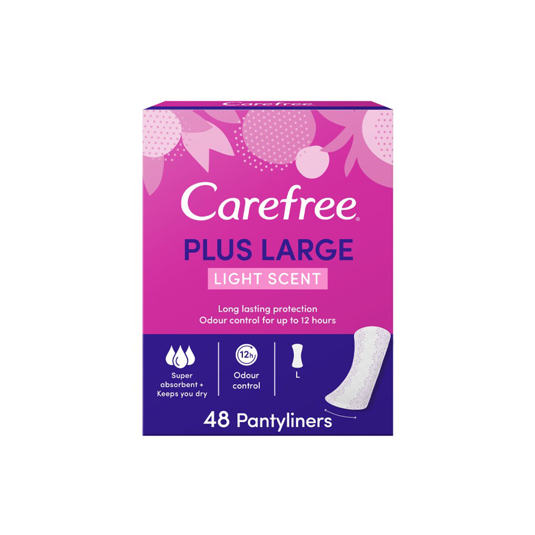 Carefree Plus Large Panty Liners Light Scent 48's, 33% OFF