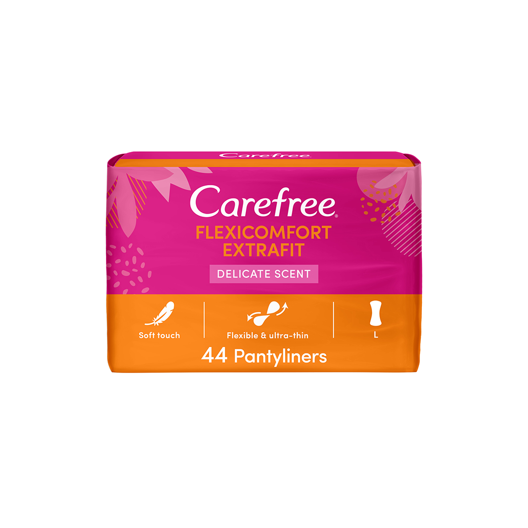 Carefree FlexiComfort Panty Liners Extra Fit Delicate Scent 44's, 33% OFF