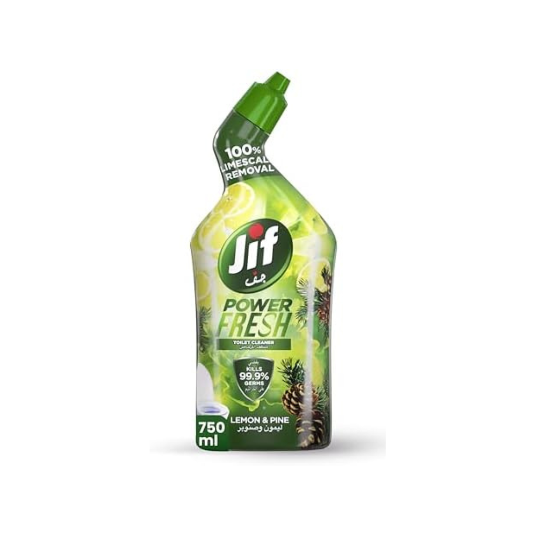 Jif Antibacterial Hard Surface Toilet Cleaner, Lime & Pine Power, Zero Limescale Disinfectant, 750ml