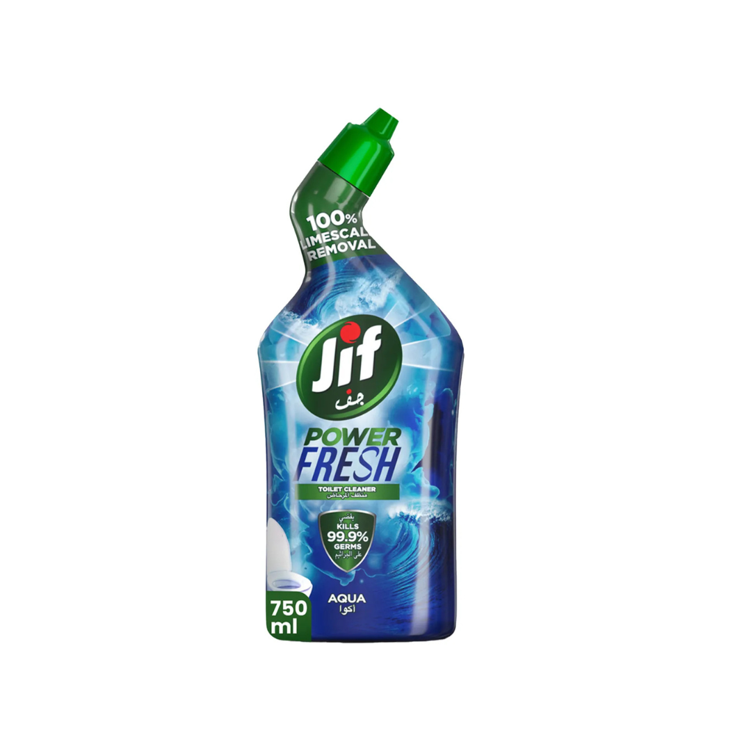 Jif Antibacterial Hard Surface Toilet Cleaner, Fresh Aqua Power, Zero Limescale Disinfectant, 750ml