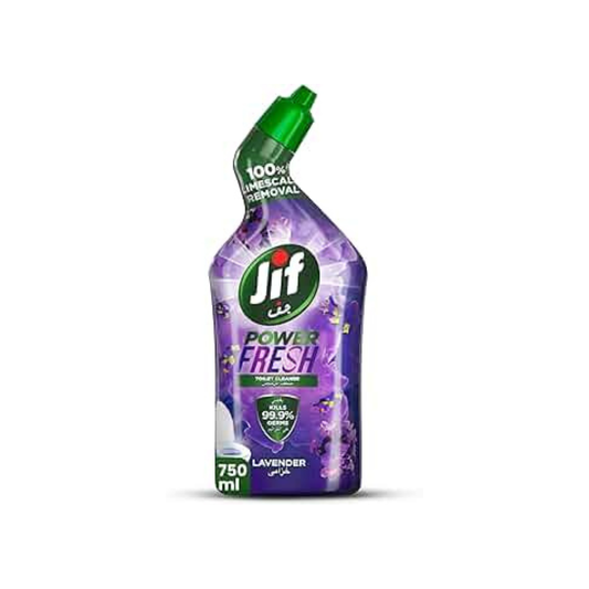 Jif Antibacterial Hard Surface Toilet Cleaner, Fresh Lavender Power, Zero Limescale Disinfectant, 750ml