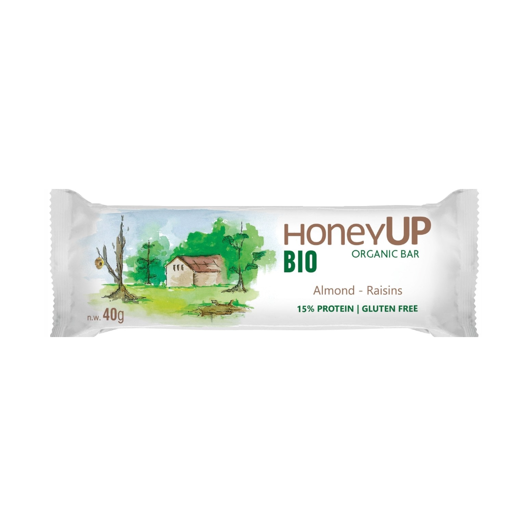 HoneyUP Almonds & Raisins Bio Organic Bar 40g