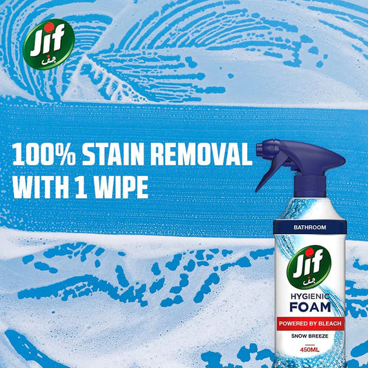 Jif Hygienic Foam Bathroom Spray, With Bleach, 450ml