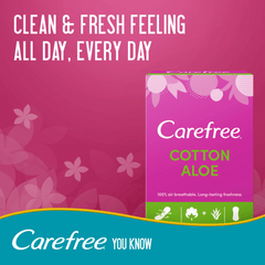 Carefree Cotton Feel Panty Liners With Aloe Vera 56's, 33% OFF