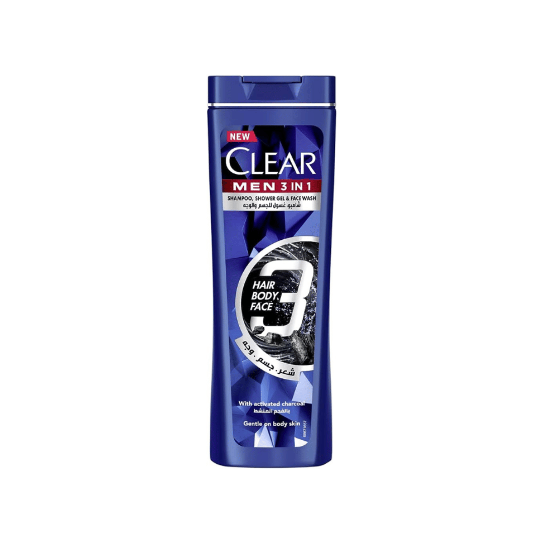 Clear Men Charcoal Shower 3in1 Hair, Body, Face 360ml