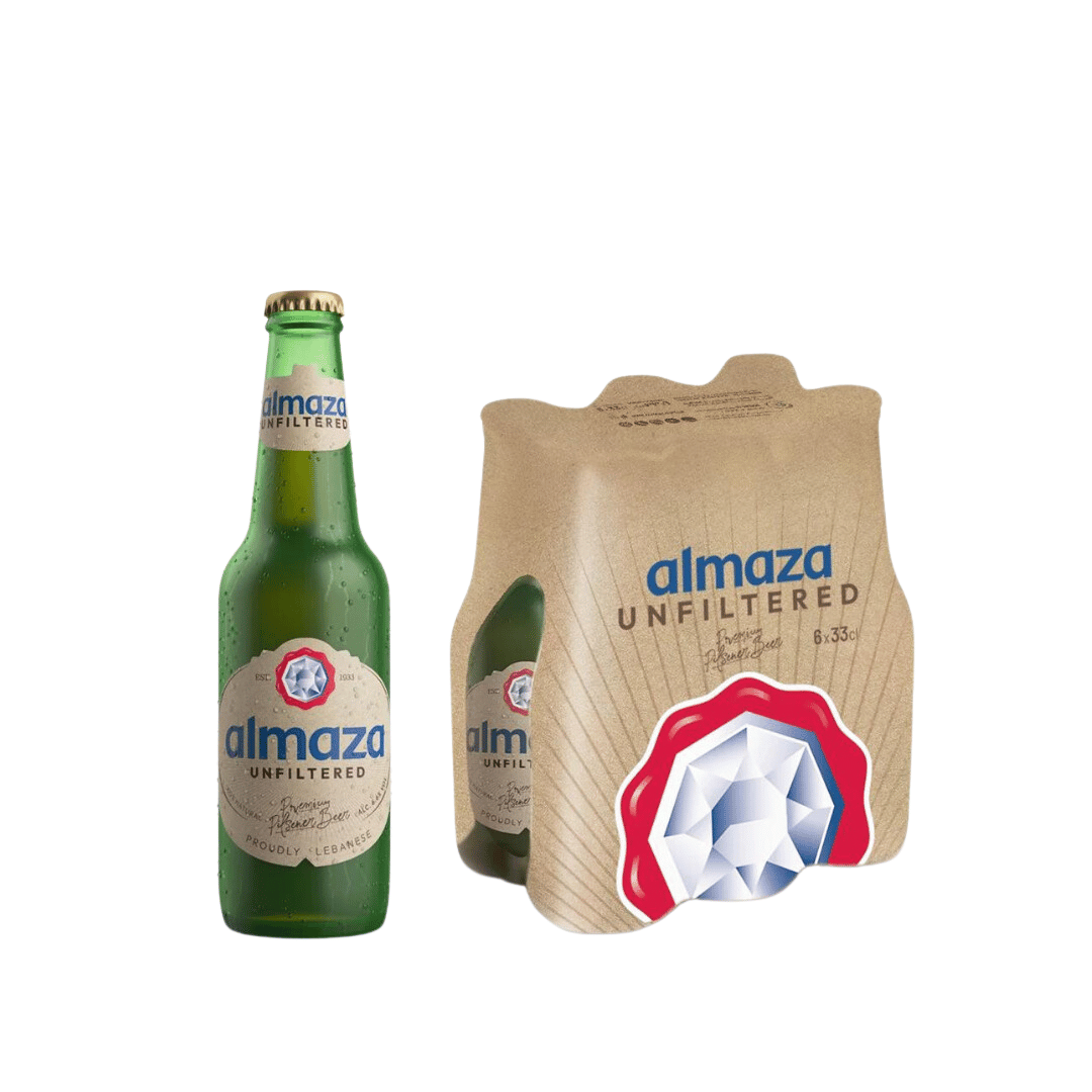 Almaza Beer Unfiltered 33cl Pack of 6 + Free Glass