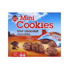 Leader Price Mini Cookies Chocolat 160g, 4 sachets