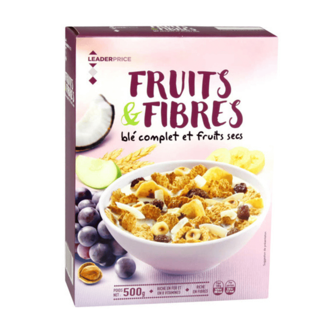 Leader Price Céréales Fruits Fibres 500g