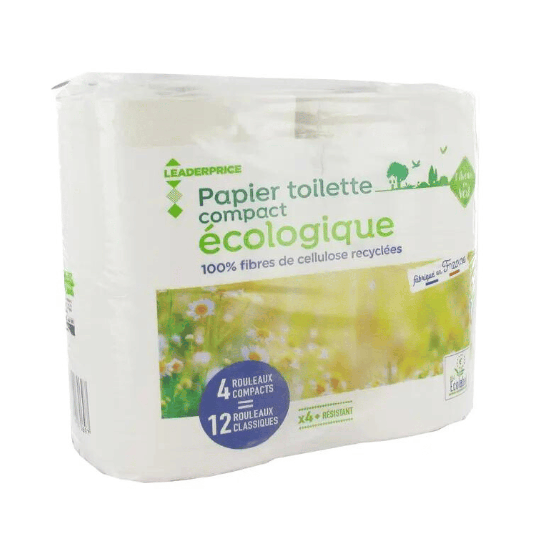 Leader Price Papier Toilette Rouleaux Compact, 4 Rouleaux =12