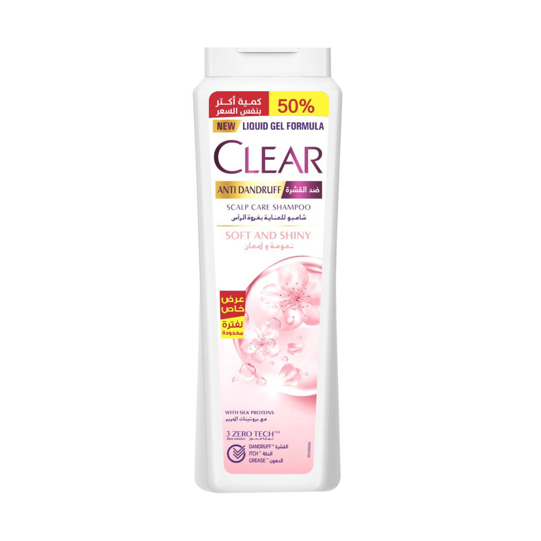 Clear Anti-Dandruff Shampoo Soft & Shiny 540ml, 50% More