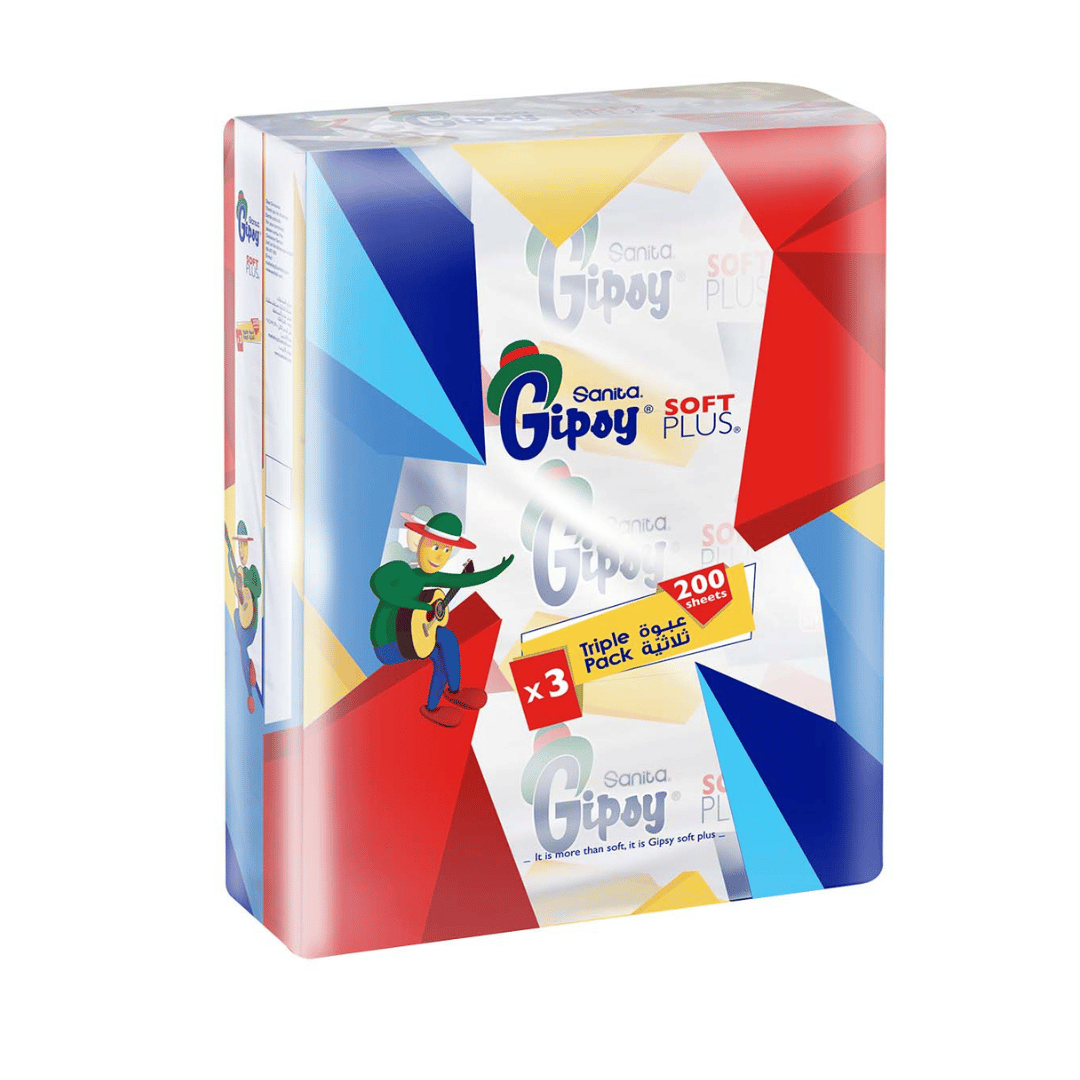 Gipsy Facial Tissues, Pack of 3x200 Sheets