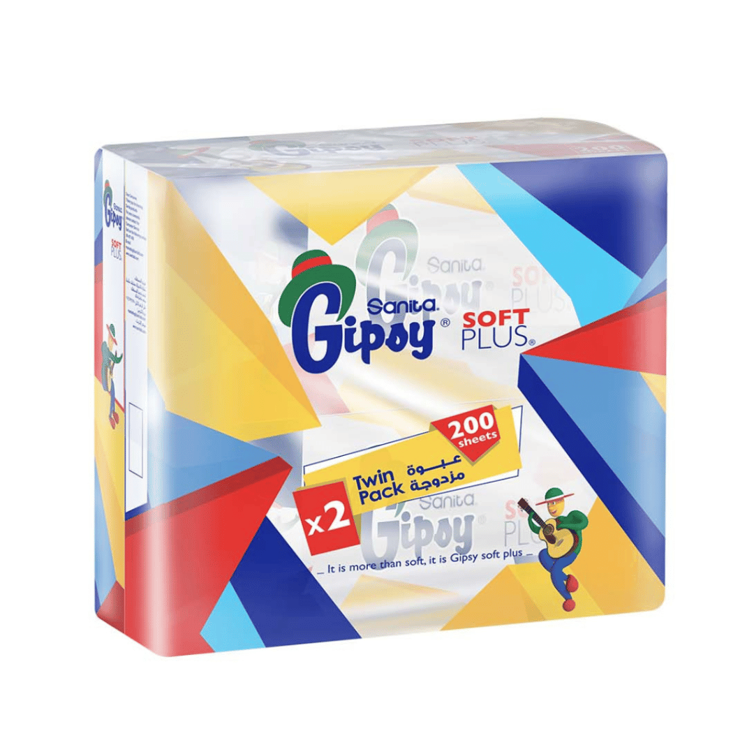 Gipsy Facial Tissues, Pack of 2x200 Sheets