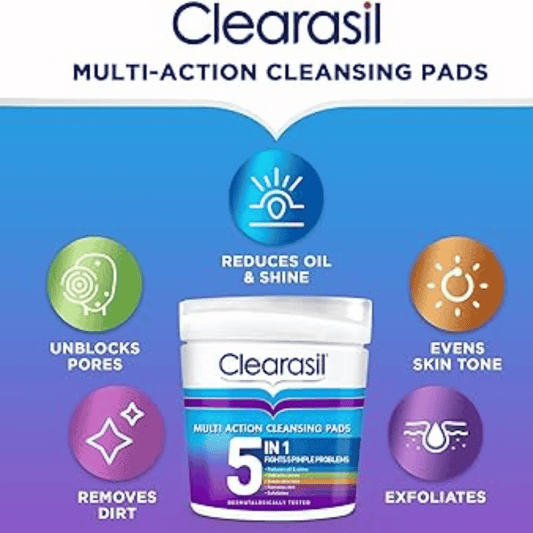 Clearasil Multi Action 5 In 1  Cleansing Pads, 65 pads