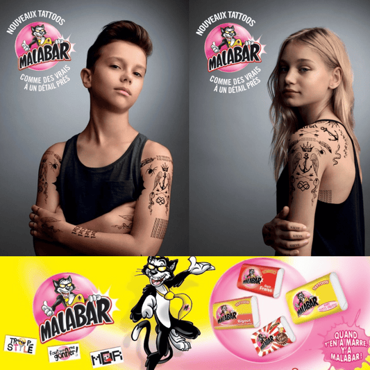 Malabar Chewing Gum Bubble Mix 214g, including Tattoo Stickers