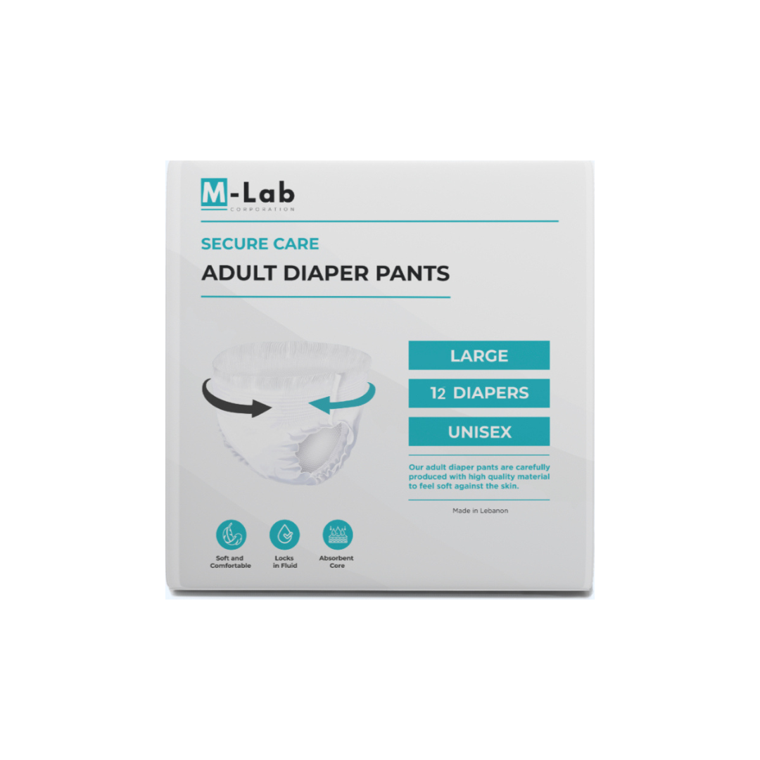 M-Lab Adult Diaper Pants Large, Pack of 12