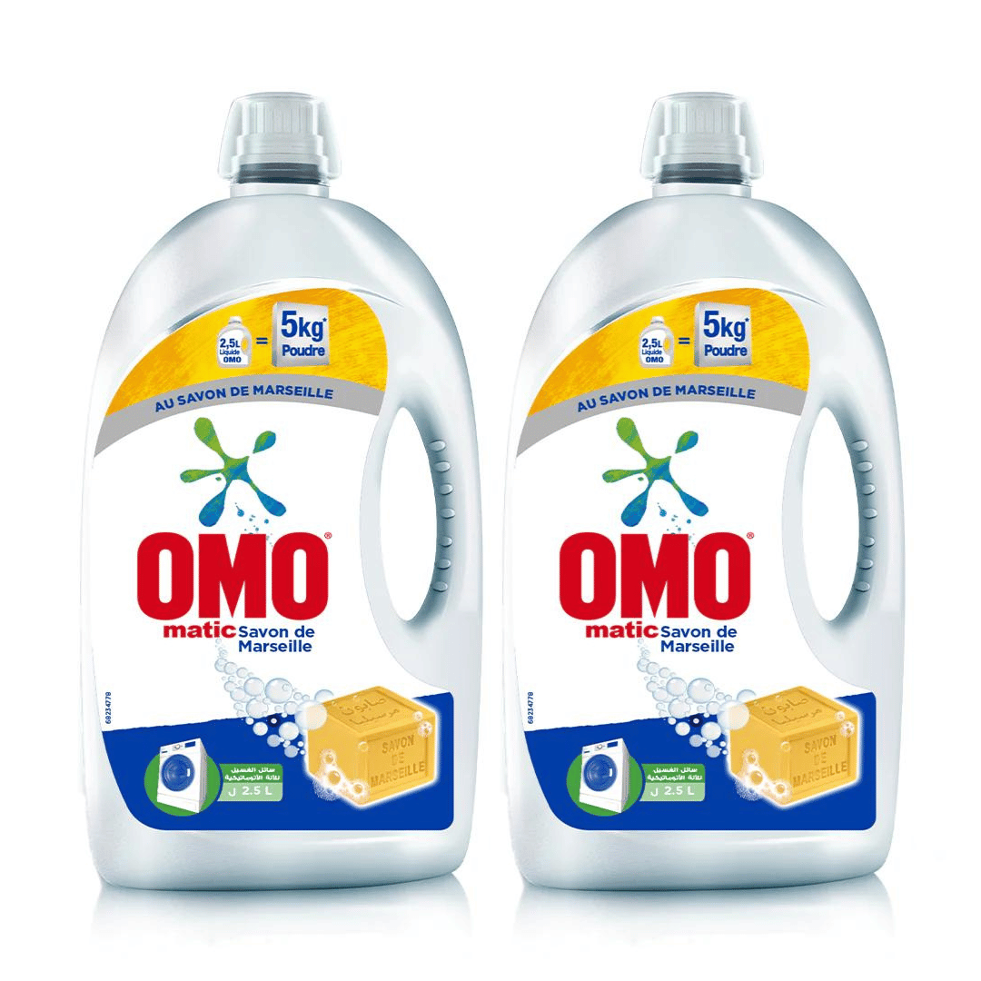 Omo Laundry Matic Savon De Marseille, Pack of 2 x 2.5L, Special Price