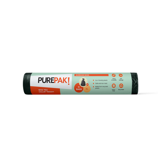 Purepak Trash Bag Black/Green XL 90L, 12 Bags