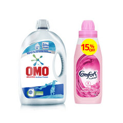 Omo Laundry Matic Active Fresh 1.75L + Comfort Pink 1L 15% Off