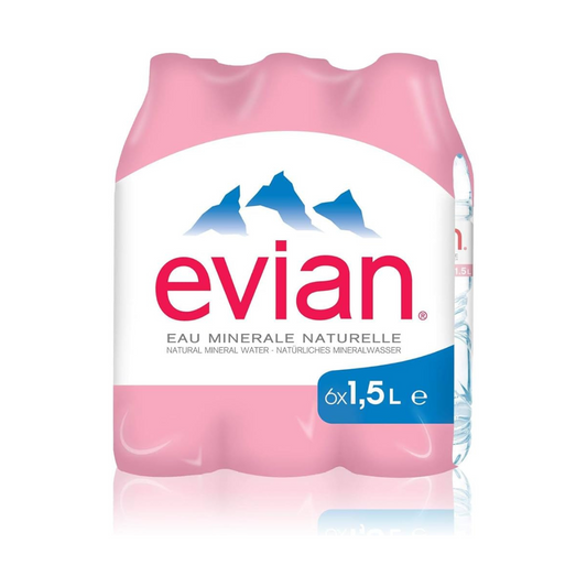 Evian Eau Minerale 1.5L, Pack of 5 + 1 Free