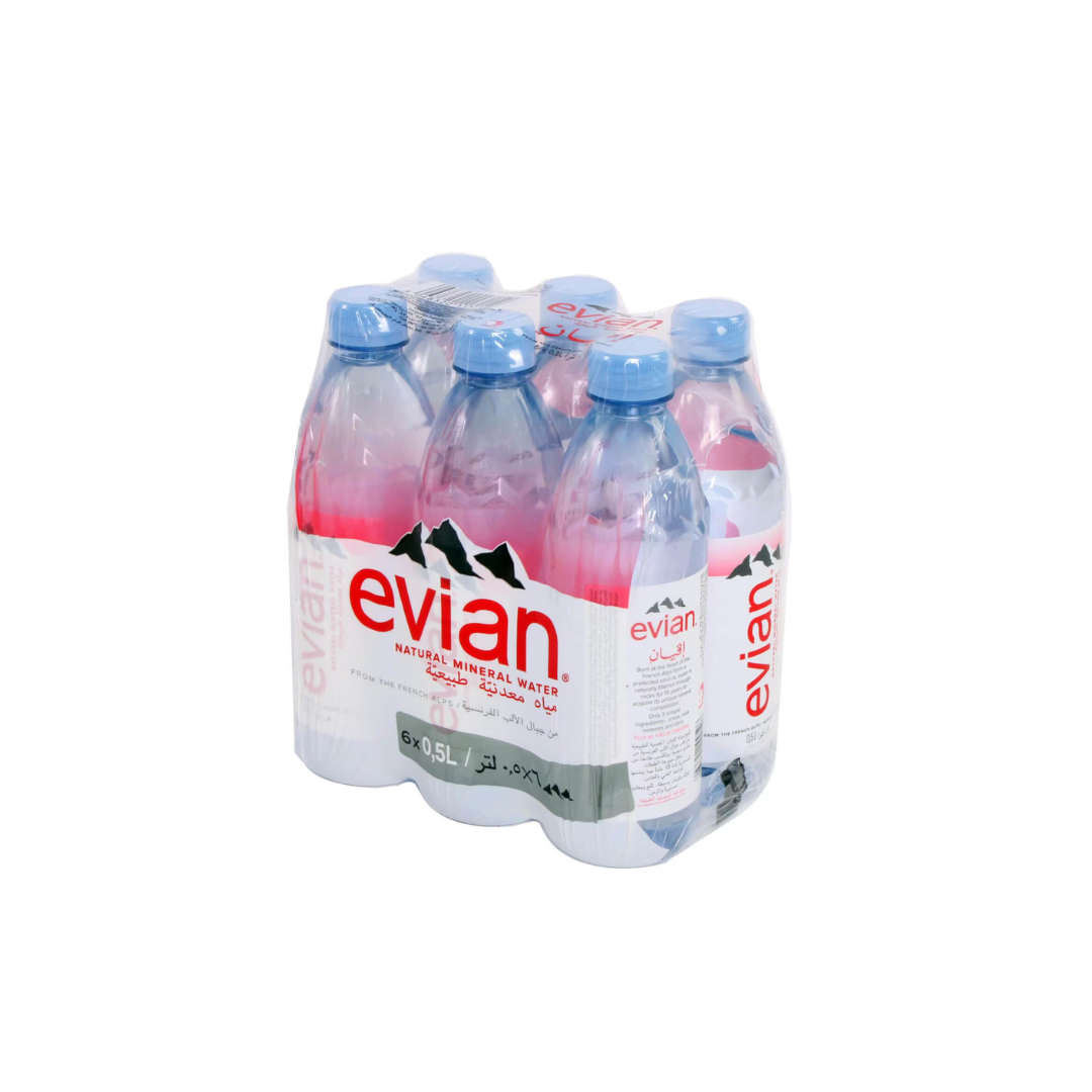 Evian Eau Minerale Prestige 50cl, Pack of 5 + 1 Free