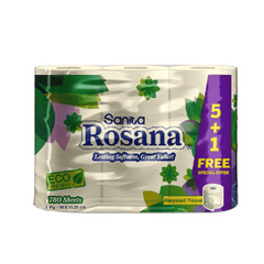 Rosana Toilet Paper Eco Friendly, Pack of 5 + 1 Free