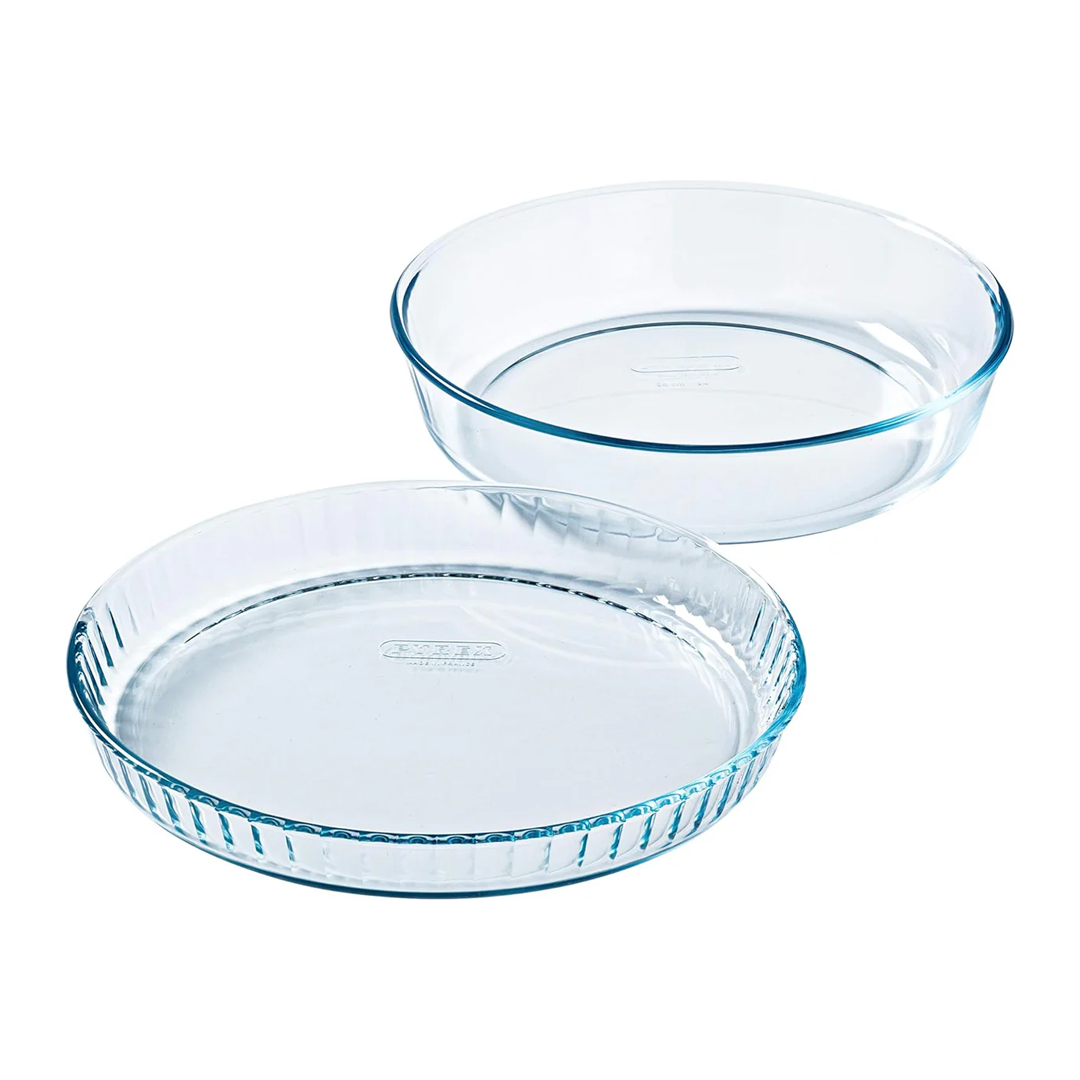 Pyrex 913S606 Set of 2 Tarte Dish 813B + Cake Dish 828B