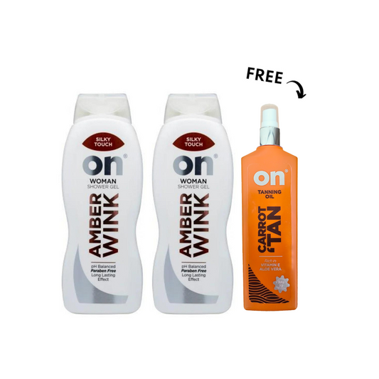 On Shower Gel Amber Wink, 2X650ml + Tanning Oil Free