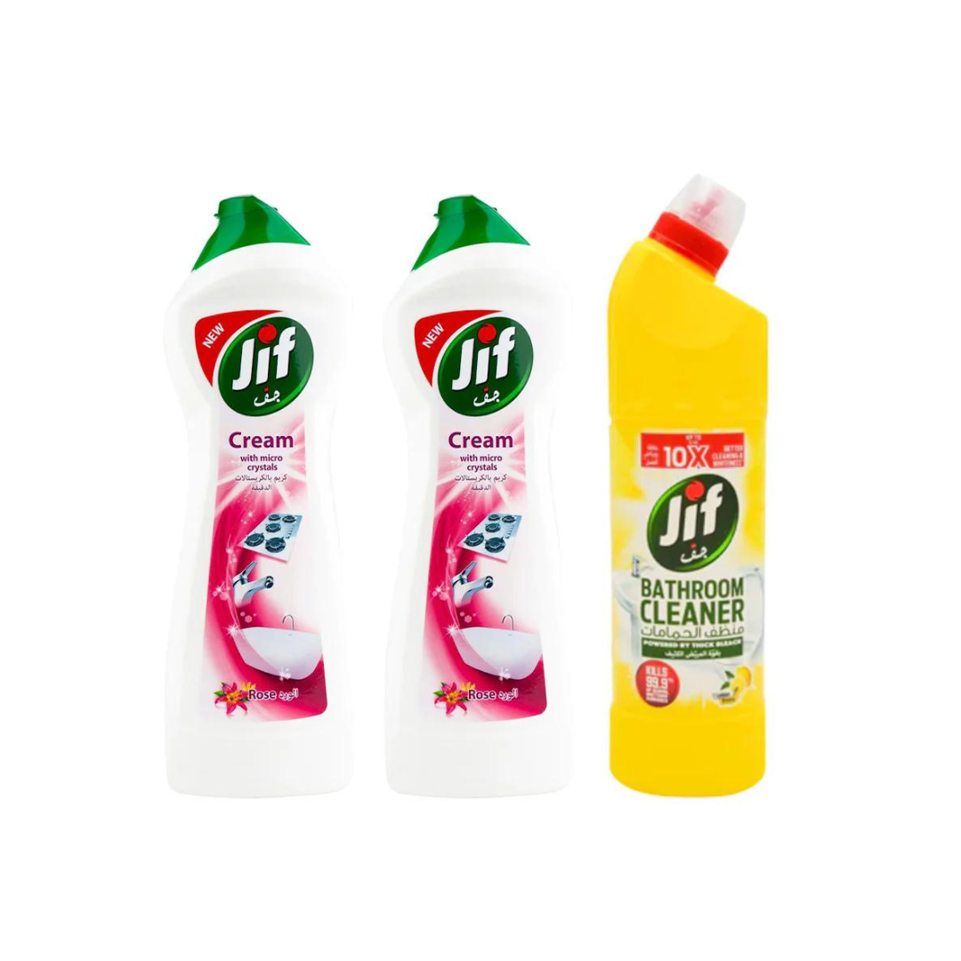 Jif Cream Rose Juice 2X750ml + Jif Bath Cleaner Lemon 750ml, 30% OFF