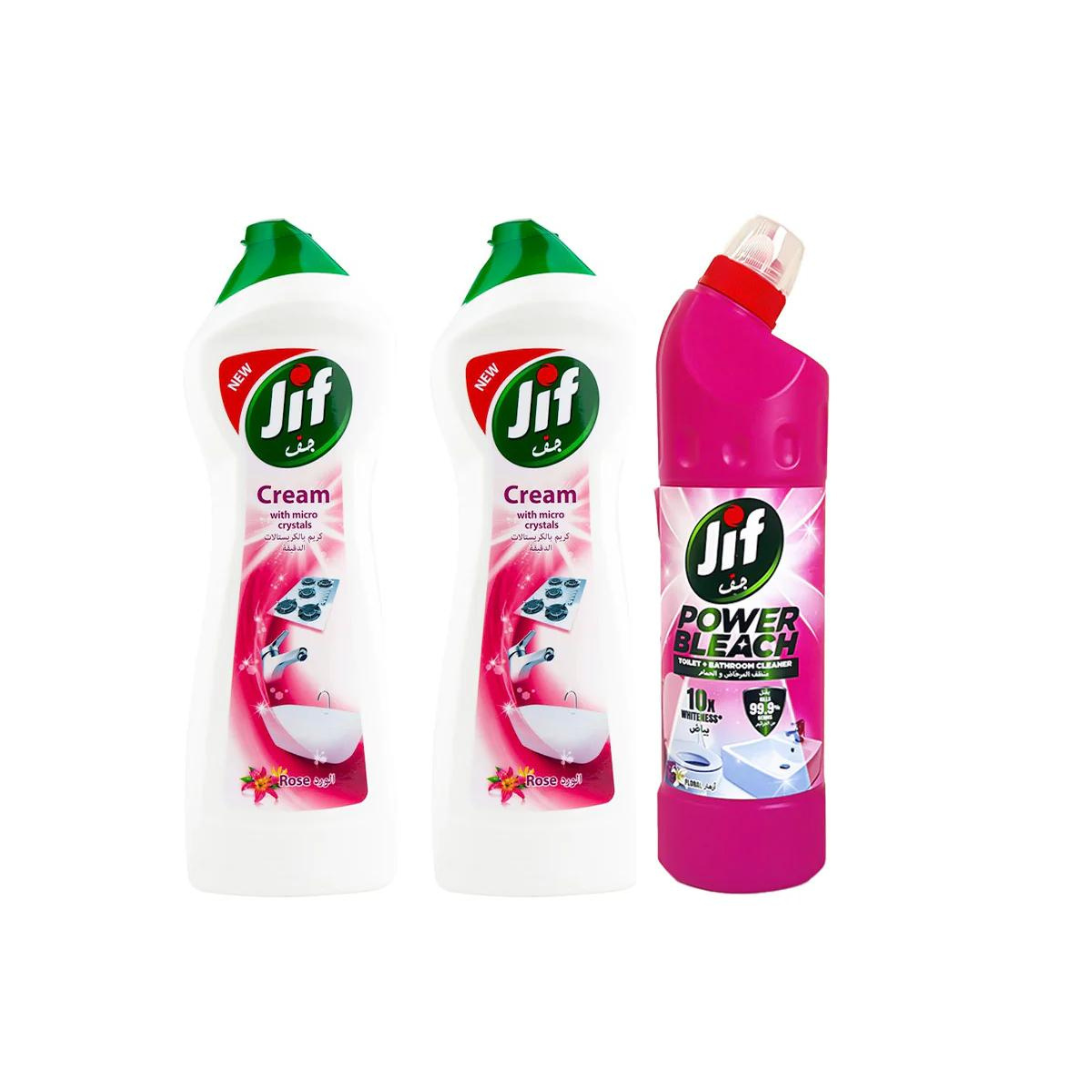 Jif Cream Rose Juice 2X750ml + Jif Bath Cleaner Floral 750ml, 30% OFF