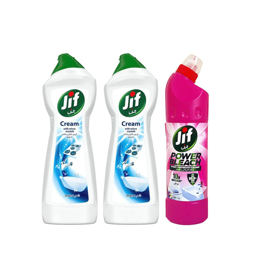 Jif Cleaning Cream Regular 2X750ml + Jif Bathroom Floral 750ml, 30% OFF