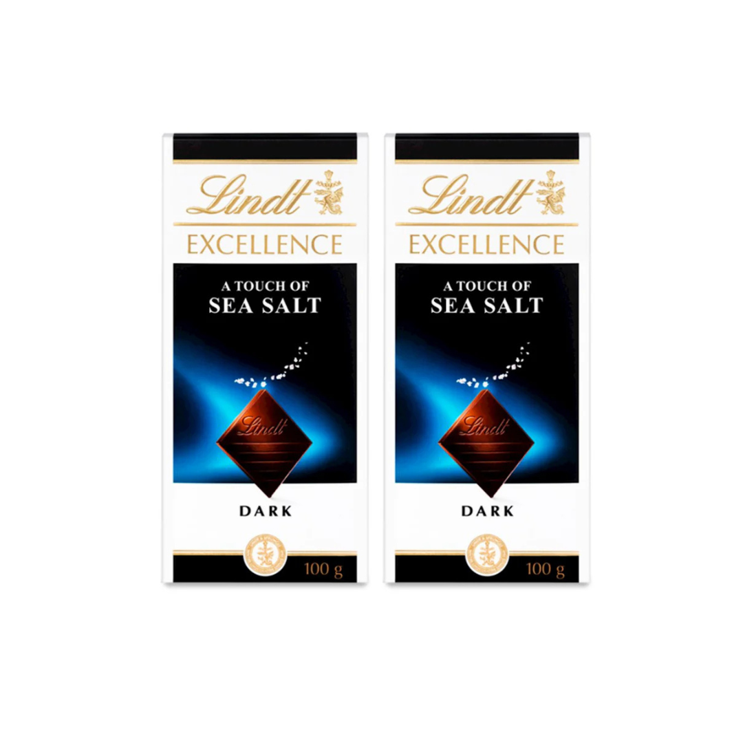 Lindt Excellence Sea Salt Chocolate Bar 100g, 2 @ 20% OFF