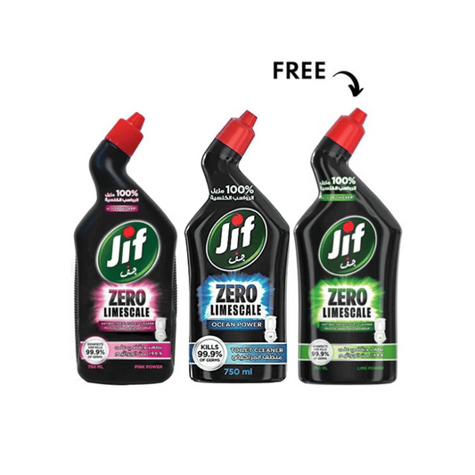 Jif Antibacterial Toilet Cleaner, Assorted, Zero Limescale, 750ml, 2+1 Free