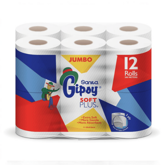 Gipsy Toilet Paper Soft Plus 3 Ply, 12 Rolls, 200m