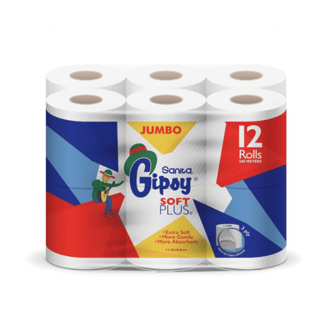 Gipsy Toilet Paper Soft Plus 3 Ply, 12 Rolls, 200m