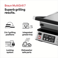 Braun Multi Grill 7 Stainless Steel Contact Grill 7040 Black