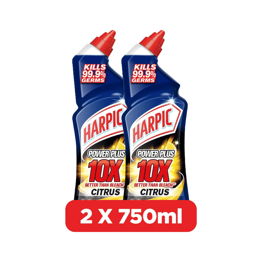 Harpic Power Plus Toilet Cleaner, Citrus Scent, 750ml x 2, -30% OFF