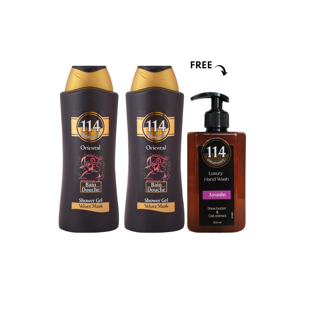 Amatoury Body Wash Oriental Velvet Musk 2X650ml, Get Hand Wash 500ml Free